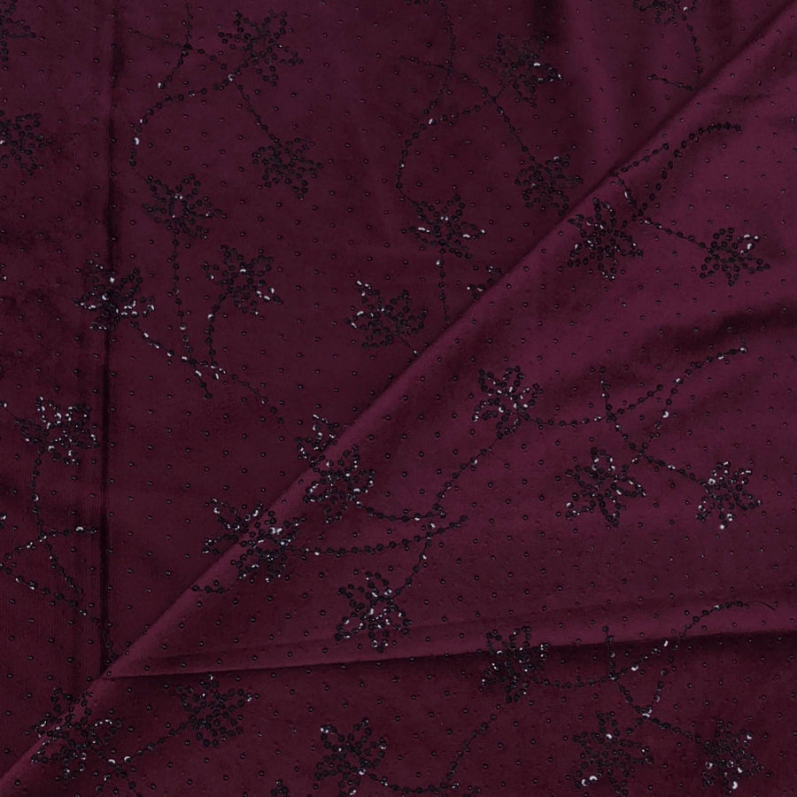 Achkan Fabric ManTire Velvet Fabric With Embroidery Work Colour Reddish Maroon