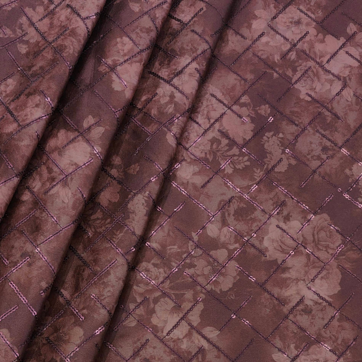 Achkan Fabric ManTire Velvet Fabric With Sequence Work Colour Coffee