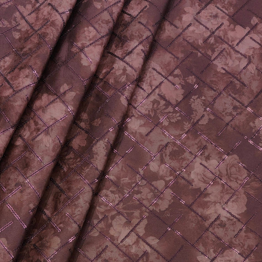 Achkan Fabric ManTire Velvet Fabric With Sequence Work Colour Coffee