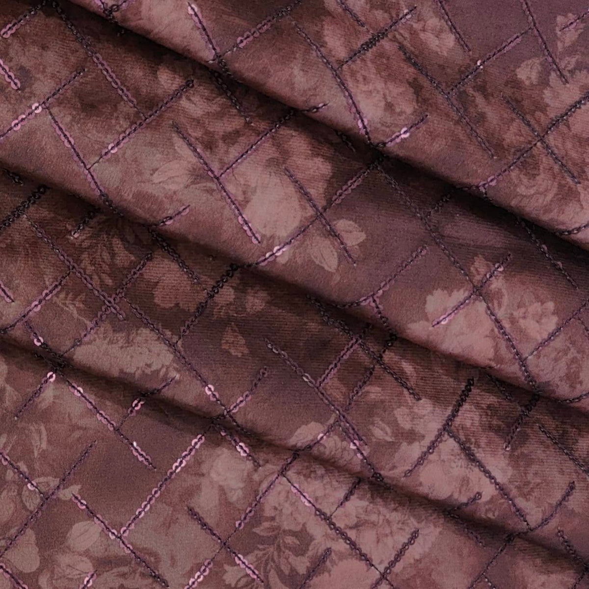 Achkan Fabric ManTire Velvet Fabric With Sequence Work Colour Coffee