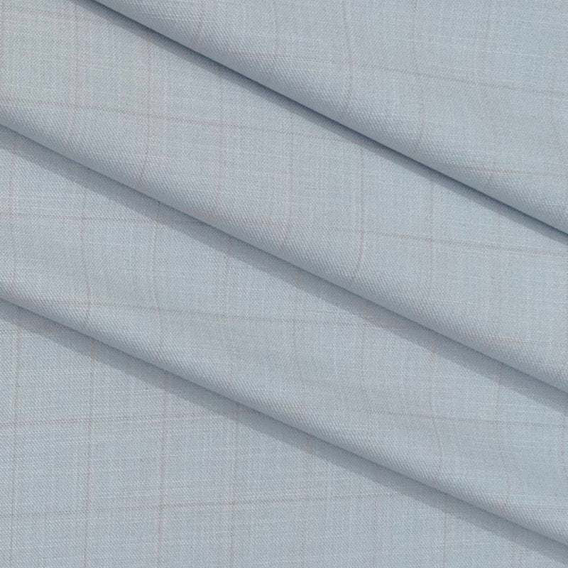 Trouser Fabric Gr Gwalior Poly Viscose Check Colour Sky Blue