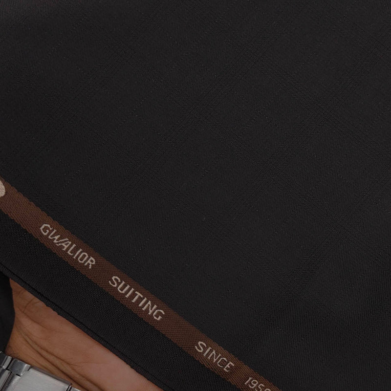 Trouser Fabric Gr Gwalior Poly Viscose Mild Check Colour Chocolate Brown