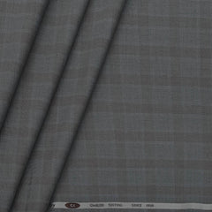 Trouser Fabric Gr Gwalior Poly Viscose Broad Check Colour Lava Grey N Walnut Brown