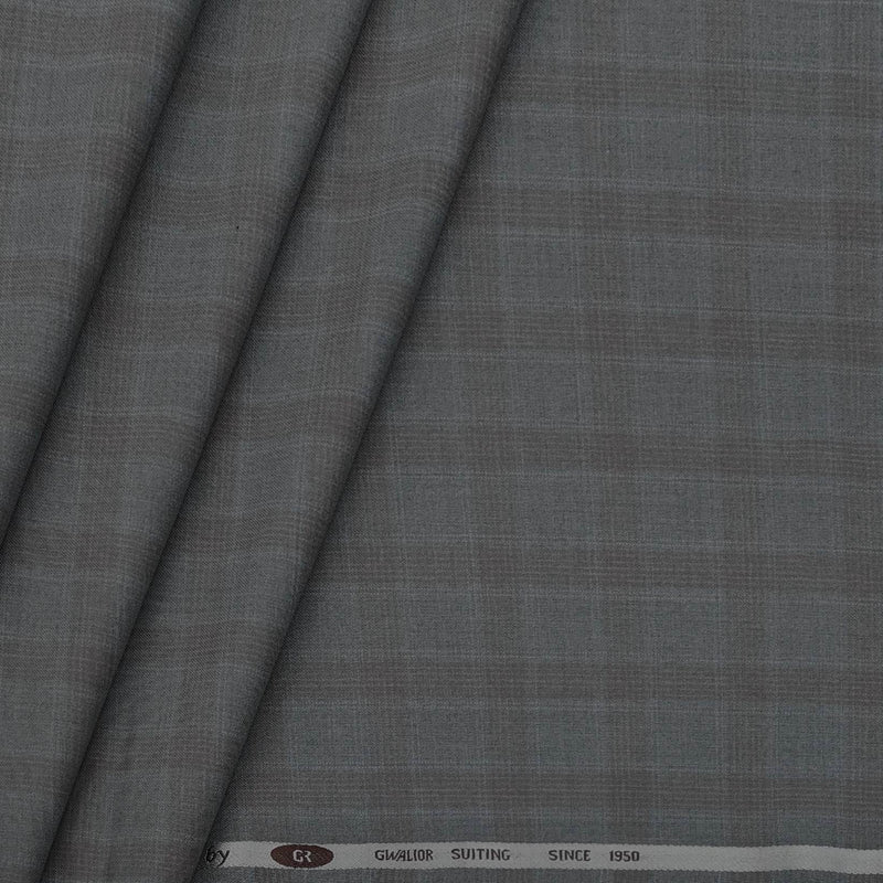 Trouser Fabric Gr Gwalior Poly Viscose Broad Check Colour Lava Grey N Walnut Brown