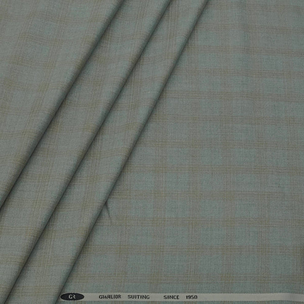 Trouser Fabric Gr Gwalior Poly Viscose Broad Check Colour Brown N Light Green