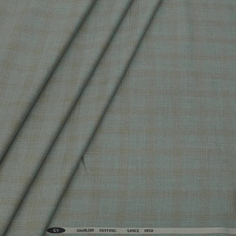 Trouser Fabric Gr Gwalior Poly Viscose Broad Check Colour Brown N Light Green