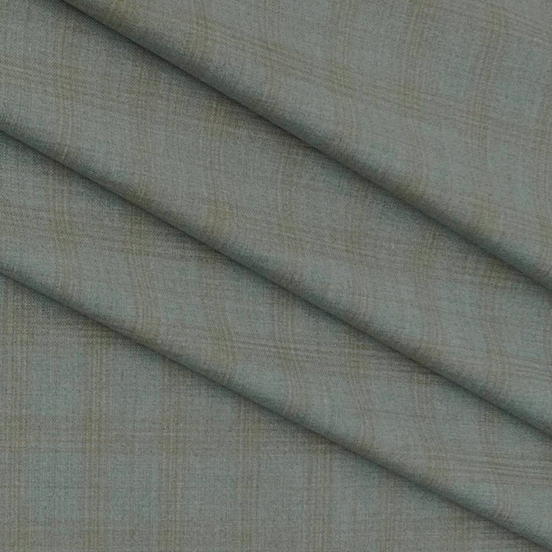 Trouser Fabric Gr Gwalior Poly Viscose Broad Check Colour Brown N Light Green