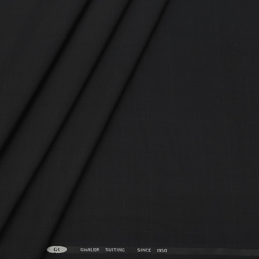 Trouser Fabric Gr Gwalior Poly Viscose Broad Check Colour Black