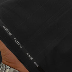 Trouser Fabric Gr Gwalior Poly Viscose Broad Check Colour Black