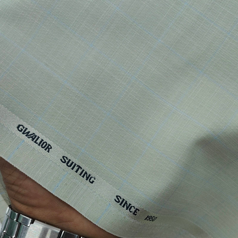 Trouser Fabric Gr Gwalior Poly Viscose Broad Check Colour Tea Green