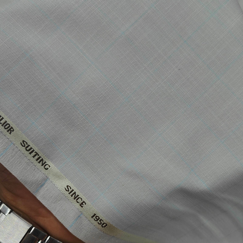 Trouser Fabric Gr Gwalior Poly Viscose Broad Check Colour Light Silver
