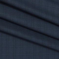 Trouser Fabric Donear Poly Viscose Broad Check Colour Prussian Blue