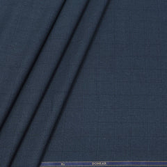 Trouser Fabric Donear Poly Viscose Broad Check Colour Ocean Blue