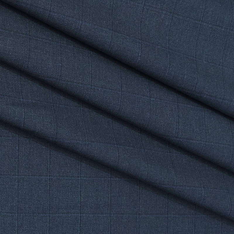 Trouser Fabric Donear Poly Viscose Broad Check Colour Ocean Blue