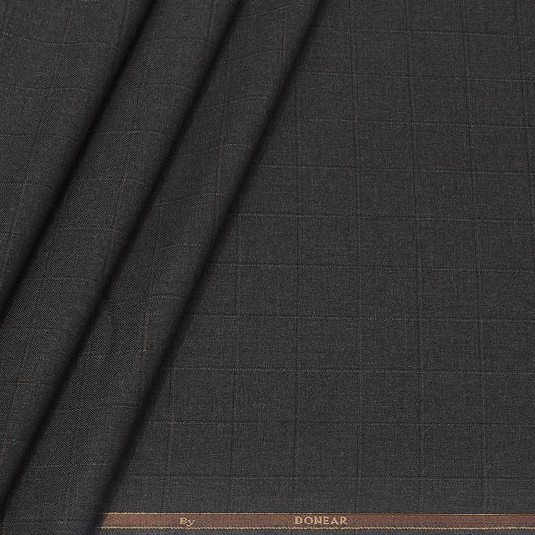Trouser Fabric Donear Poly Viscose Broad Check Colour Carob Brown
