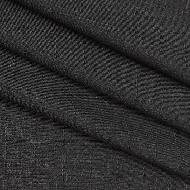 Trouser Fabric Donear Poly Viscose Broad Check Colour Carob Brown