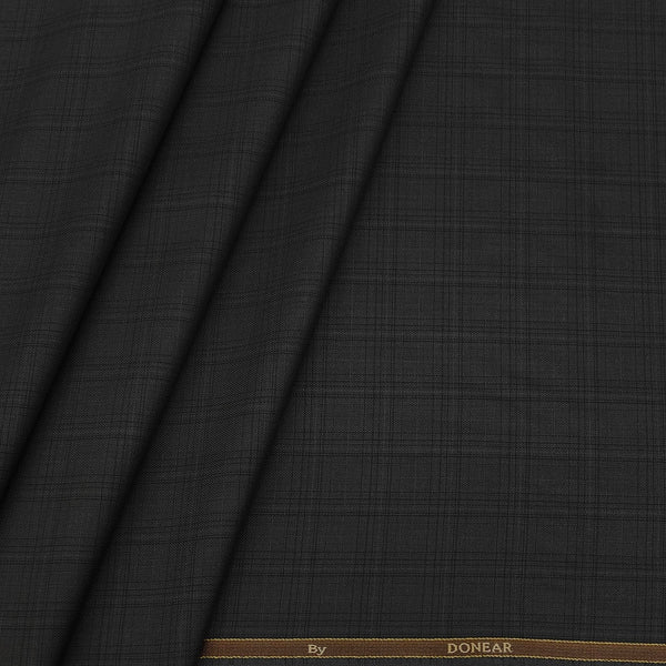 Trouser Fabric Donear Poly Viscose Broad Check Colour Dark Charcoal Green
