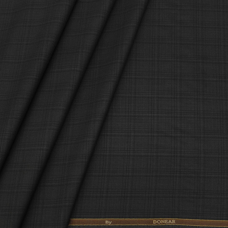 Trouser Fabric Donear Poly Viscose Broad Check Colour Dark Charcoal Green