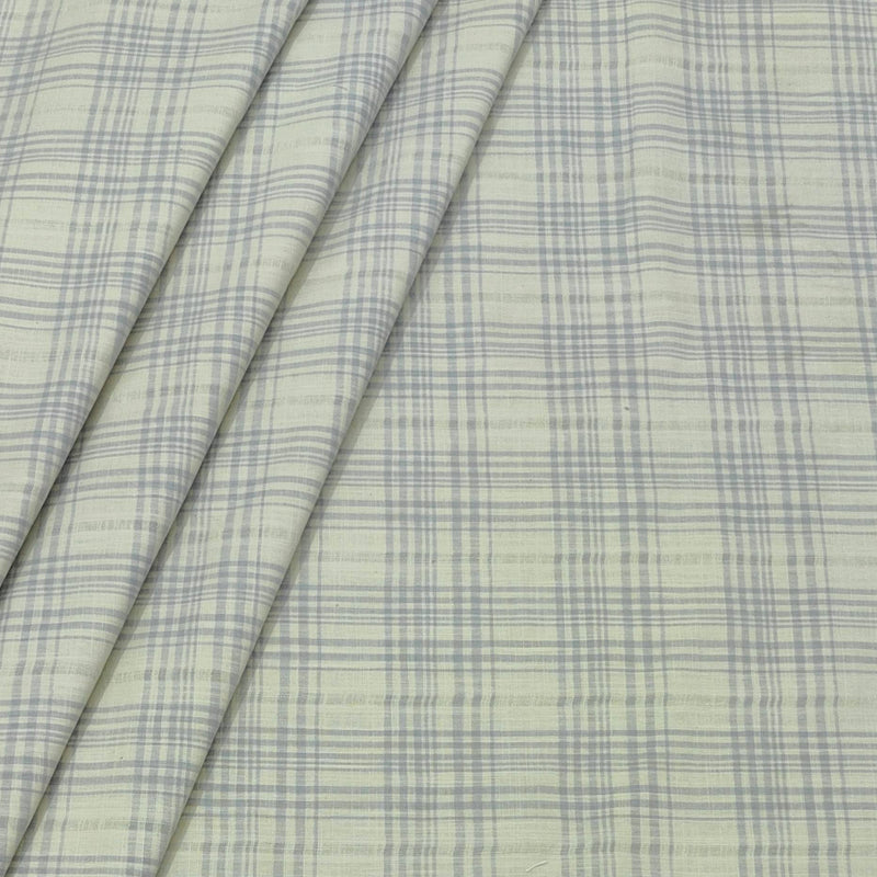 Shirt Fabric ManTire 100% Cotton Broad Check Colour Light Green N Blue
