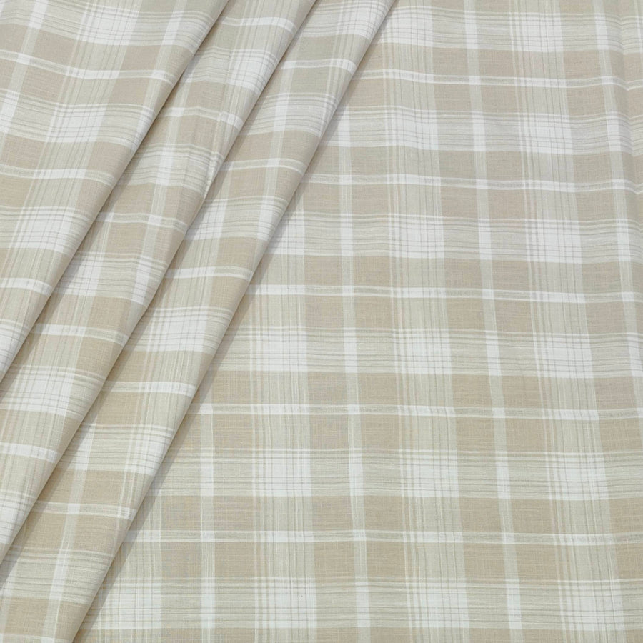 Shirt Fabric ManTire 100% Cotton Broad Check Colour Brown