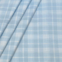 Shirt Fabric ManTire 100% Cotton Broad Check Colour Light Blue