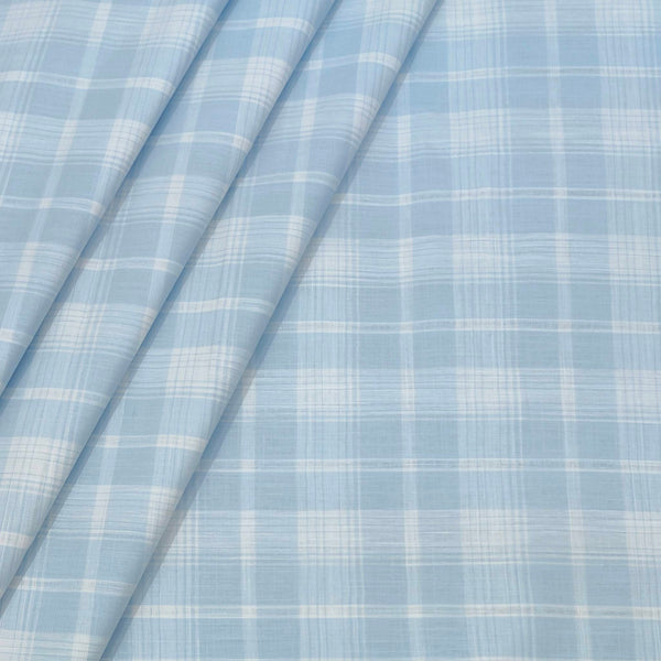 Shirt Fabric ManTire 100% Cotton Broad Check Colour Light Blue