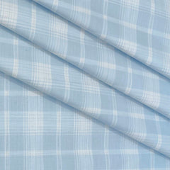 Shirt Fabric ManTire 100% Cotton Broad Check Colour Light Blue