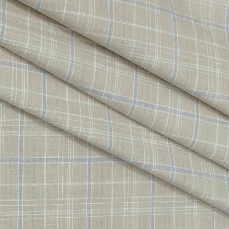 Shirt Fabric ManTire 100% Cotton Broad Check Colour Sand Brown