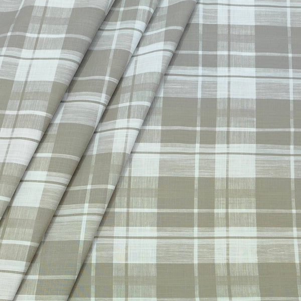 Shirt Fabric ManTire 100% Cotton Broad Check Colour Greenish Grey