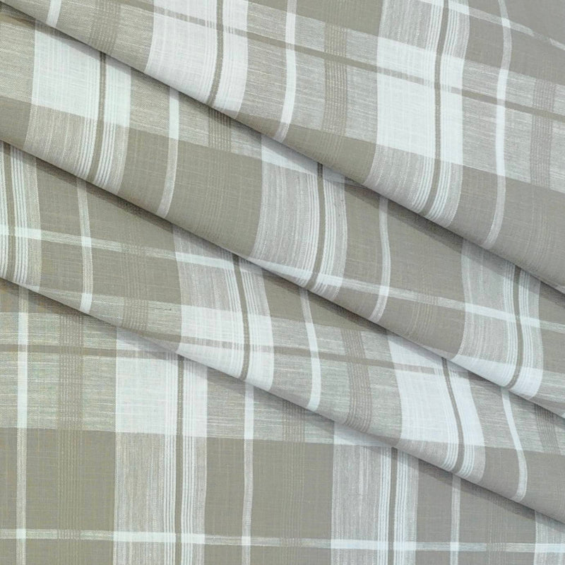 Shirt Fabric ManTire 100% Cotton Broad Check Colour Greenish Grey