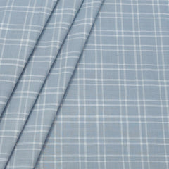 Shirt Fabric ManTire 100% Cotton Broad Check Colour Bluish Grey
