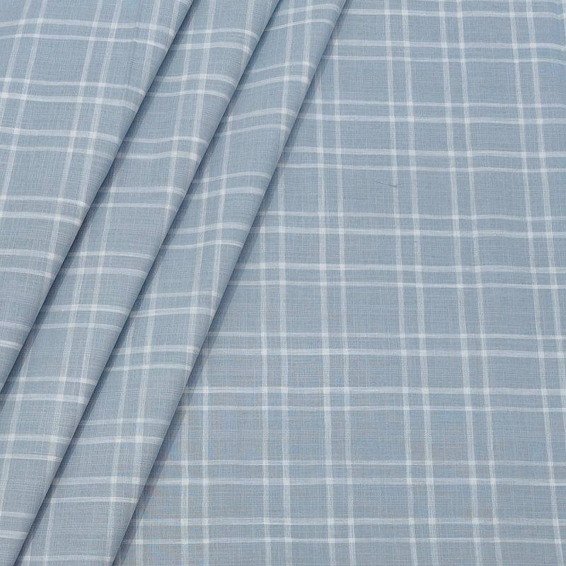 Shirt Fabric ManTire 100% Cotton Broad Check Colour Bluish Grey