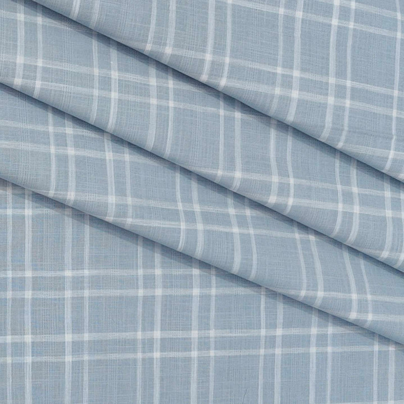 Shirt Fabric ManTire 100% Cotton Broad Check Colour Bluish Grey