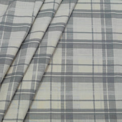 Shirt Fabric ManTire 100% Cotton Broad Check Colour Light Grey N Ash Brown