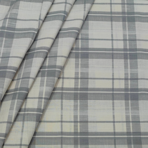 Shirt Fabric ManTire 100% Cotton Broad Check Colour Light Grey N Ash Brown