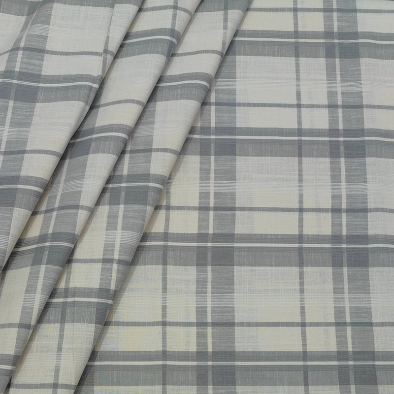 Shirt Fabric ManTire 100% Cotton Broad Check Colour Light Grey N Ash Brown