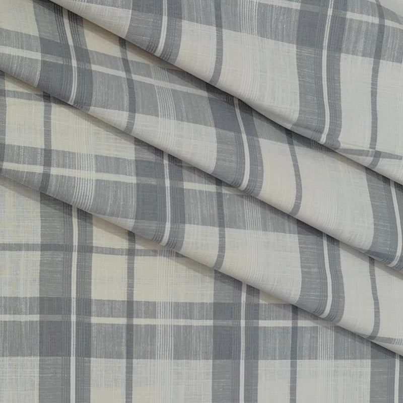 Shirt Fabric ManTire 100% Cotton Broad Check Colour Light Grey N Ash Brown
