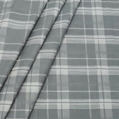 Shirt Fabric ManTire 100% Cotton Broad Check Colour Seal Grey