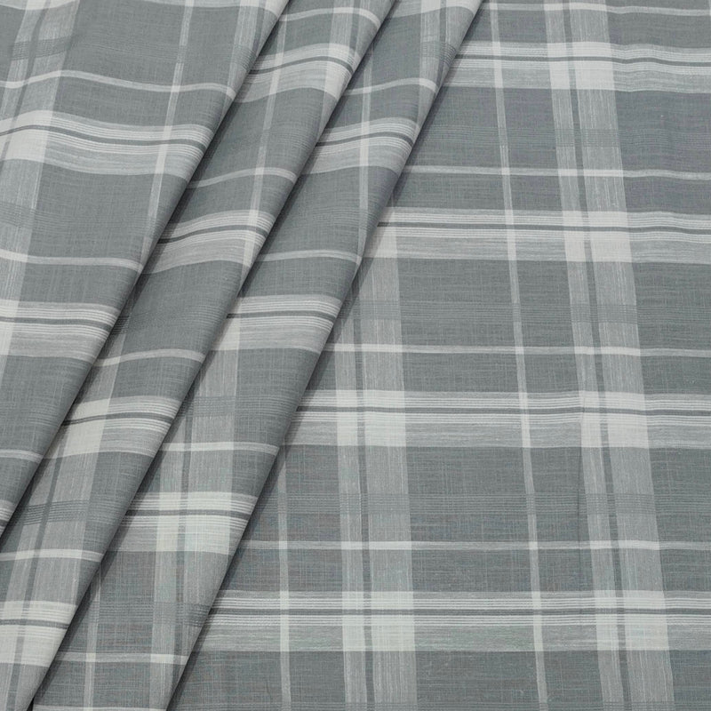 Shirt Fabric ManTire 100% Cotton Broad Check Colour Seal Grey