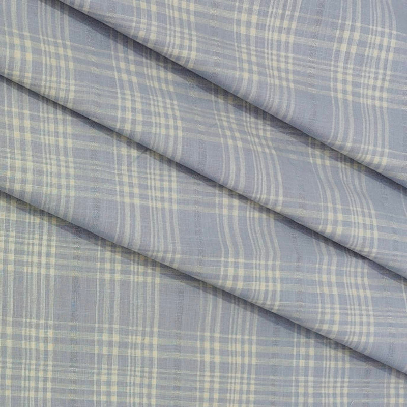 Shirt Fabric ManTire 100% Cotton Broad Check Colour Light Bluish Grey