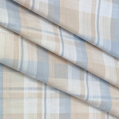 Shirt Fabric ManTire 100% Cotton Broad Check Colour Sky Blue N Beige