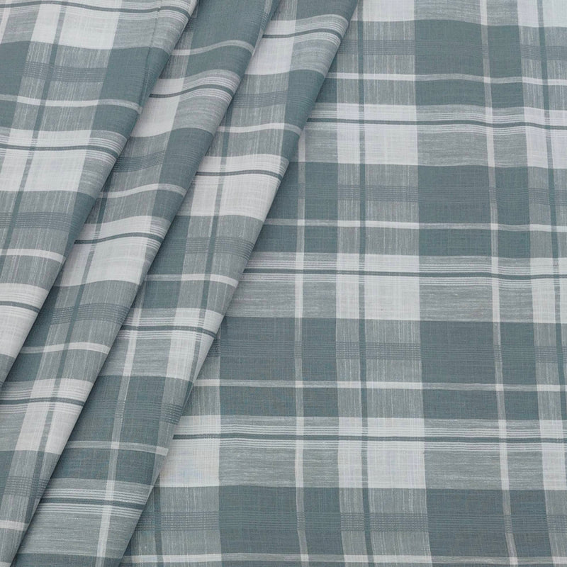 Shirt Fabric ManTire 100% Cotton Broad Check Colour Grey N White
