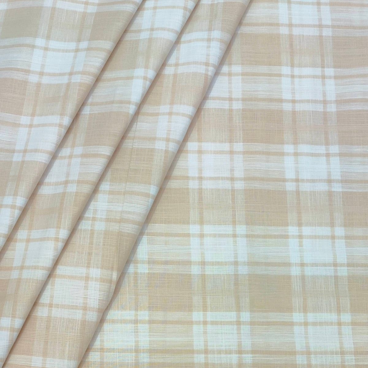 Shirt Fabric ManTire 100% Cotton Broad Check Colour Parchment Beige