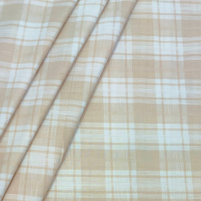 Shirt Fabric ManTire 100% Cotton Broad Check Colour Parchment Beige
