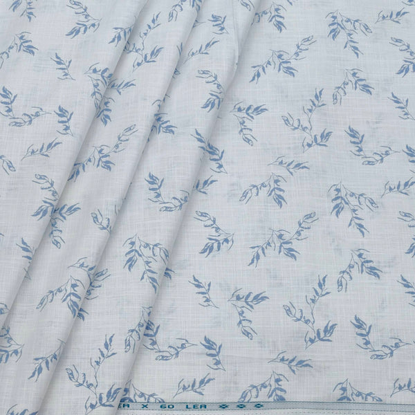 Shirt Fabric ManTire 100% Cotton Printed Linen Look Colour Blue N White