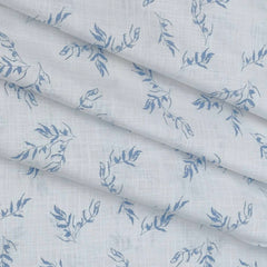 Shirt Fabric ManTire 100% Cotton Printed Linen Look Colour Blue N White