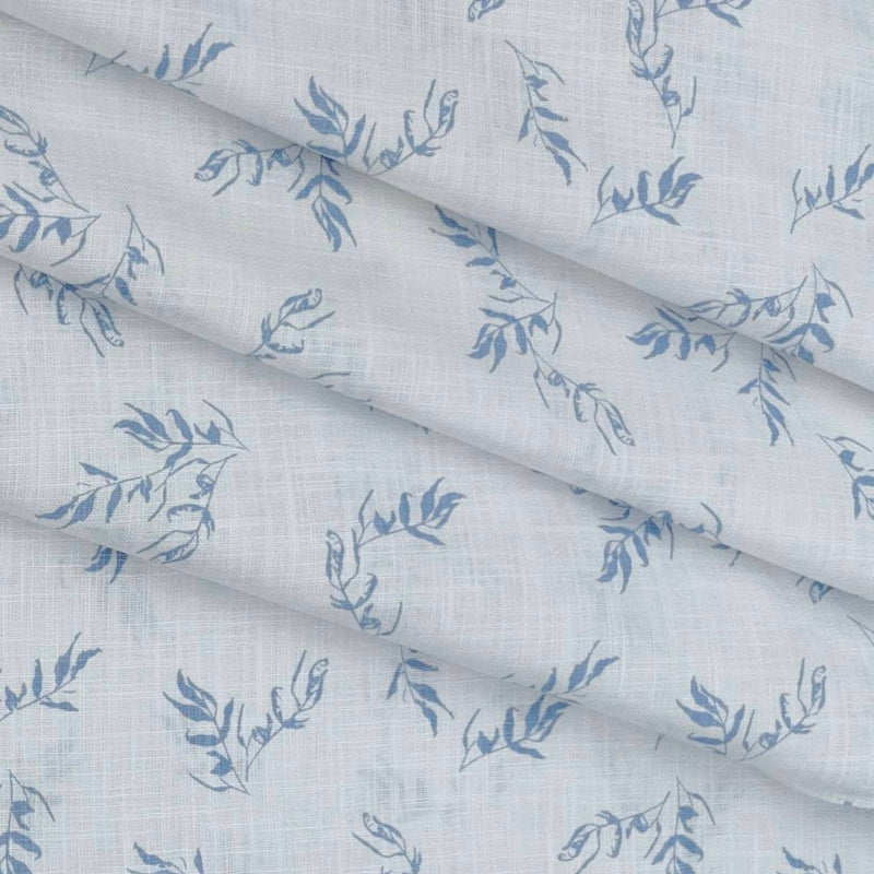 Shirt Fabric ManTire 100% Cotton Printed Linen Look Colour Blue N White