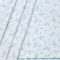 Shirt Fabric ManTire 100% Cotton Printed Linen Look Colour Light Blue N White