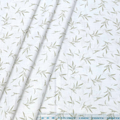 Shirt Fabric ManTire 100% Cotton Printed Linen Look Colour Green N White