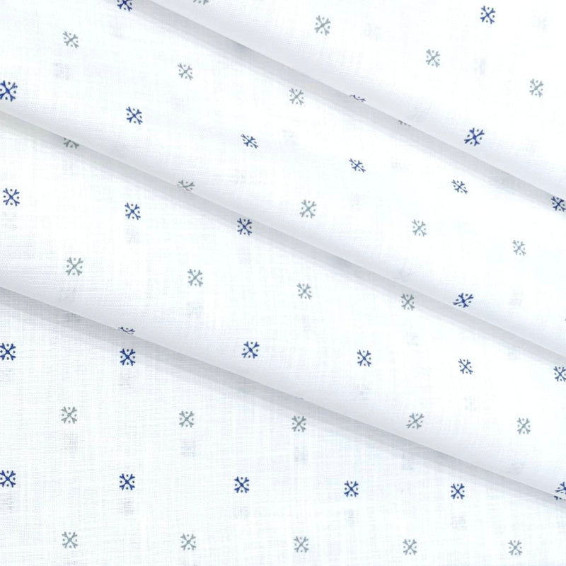 Shirt Fabric ManTire 100% Cotton Printed Linen Look Colour Blue N White